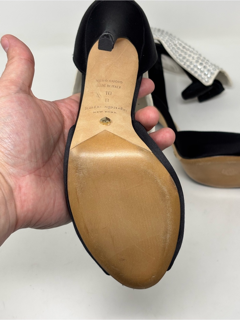 Kate Spade New York Black Tie Tuxedo Satin Colorblock Heels Size 10 - Picture 14 of 16